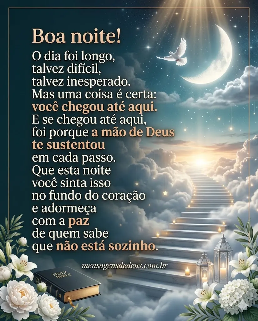 Mensagem de boa noite longa sobre fé em Deus e paz para dormir tranquilo