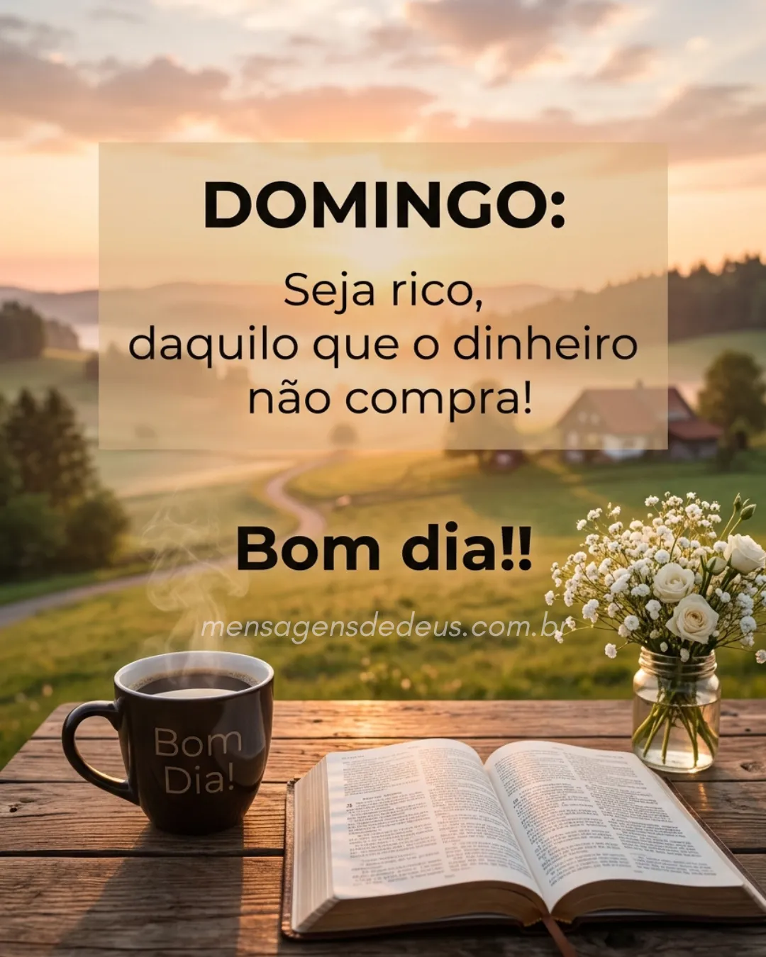 DOMINGO: Seja rico, daquilo que o dinheiro não compra! Bom dia!!