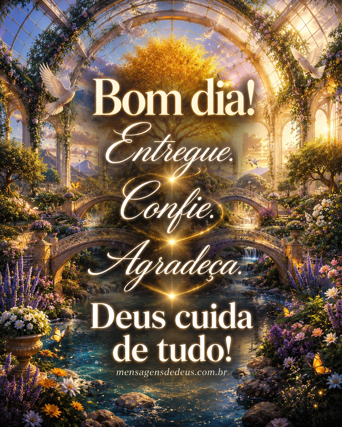 Bom dia! Entregue Confie Agradeça Deus cuida de tu