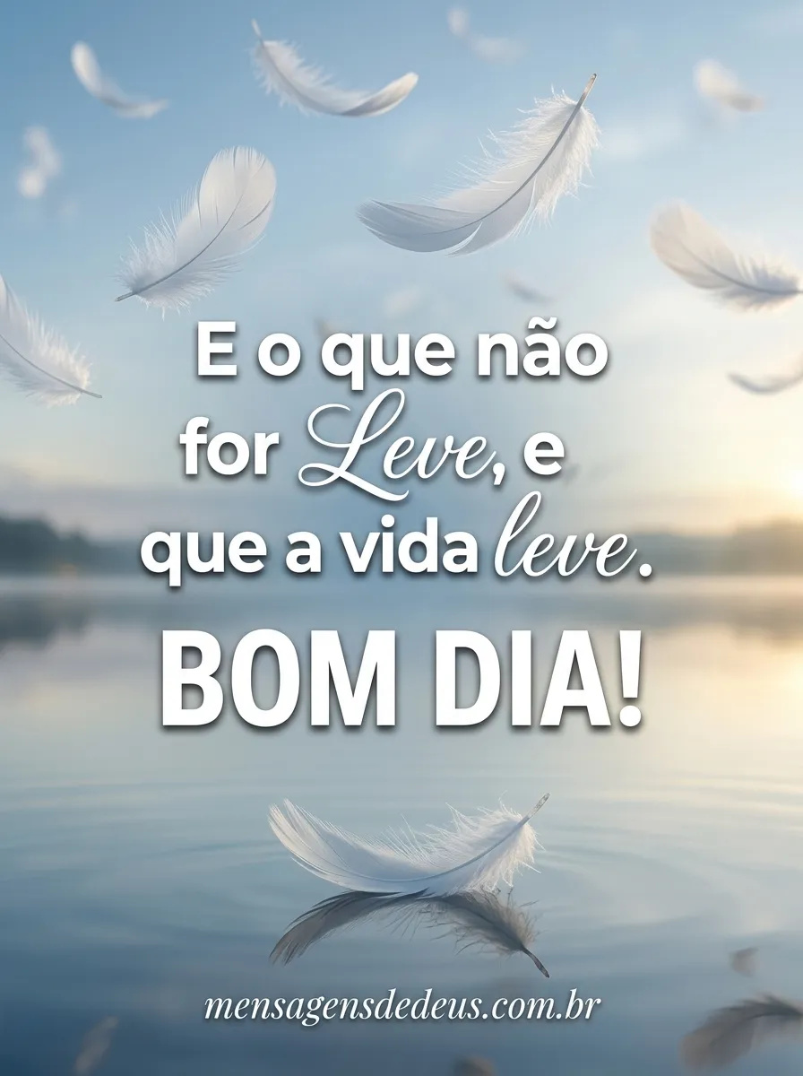E o que não for leve, que a vida leve. BOM DIA!