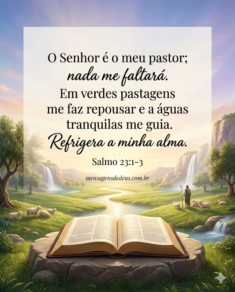 Frase Bíblica Salmos 23:1 - O Senhor é o meu pastor e nada me faltará.